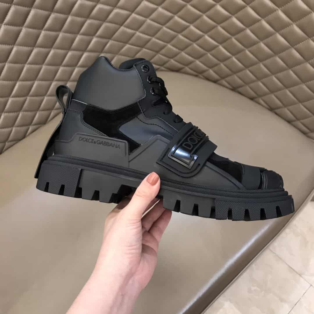 DOLCE & GABBANA LOGO STRAP TREKKING BOOTS