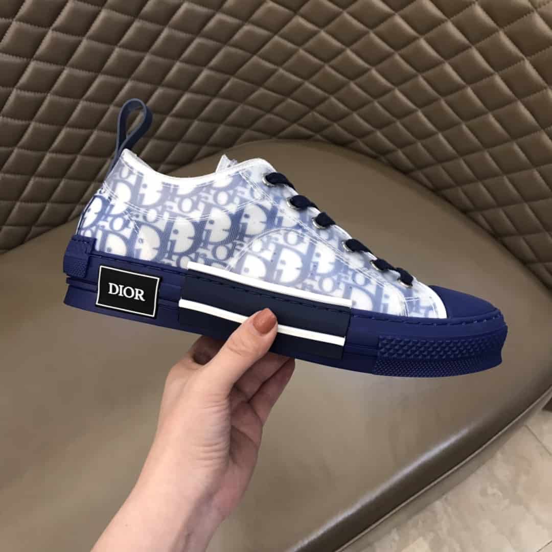 D*or b23 low-top sneaker in blue D*or oblique - cd28