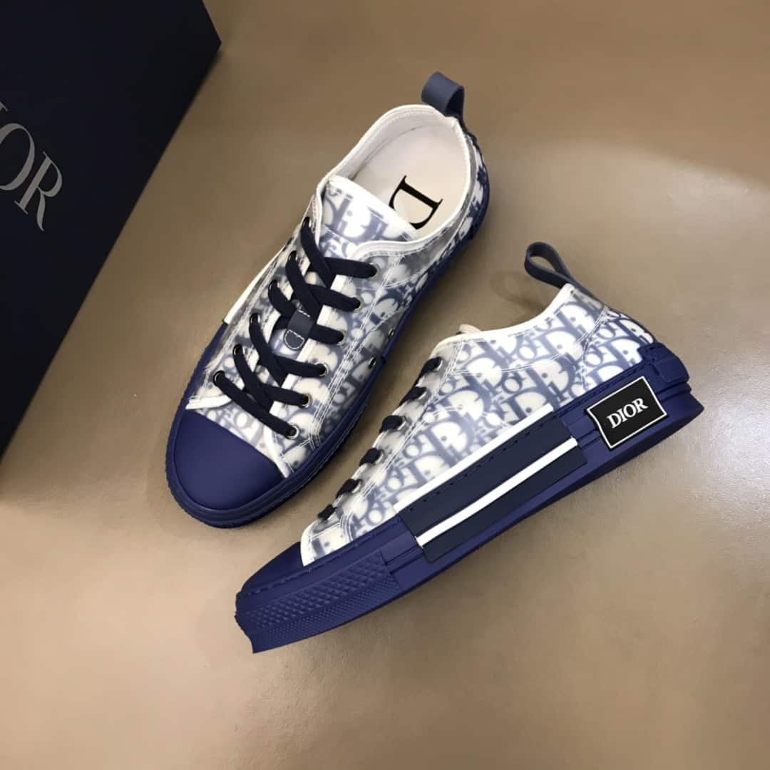 D*or b23 low-top sneaker in blue D*or oblique - cd28