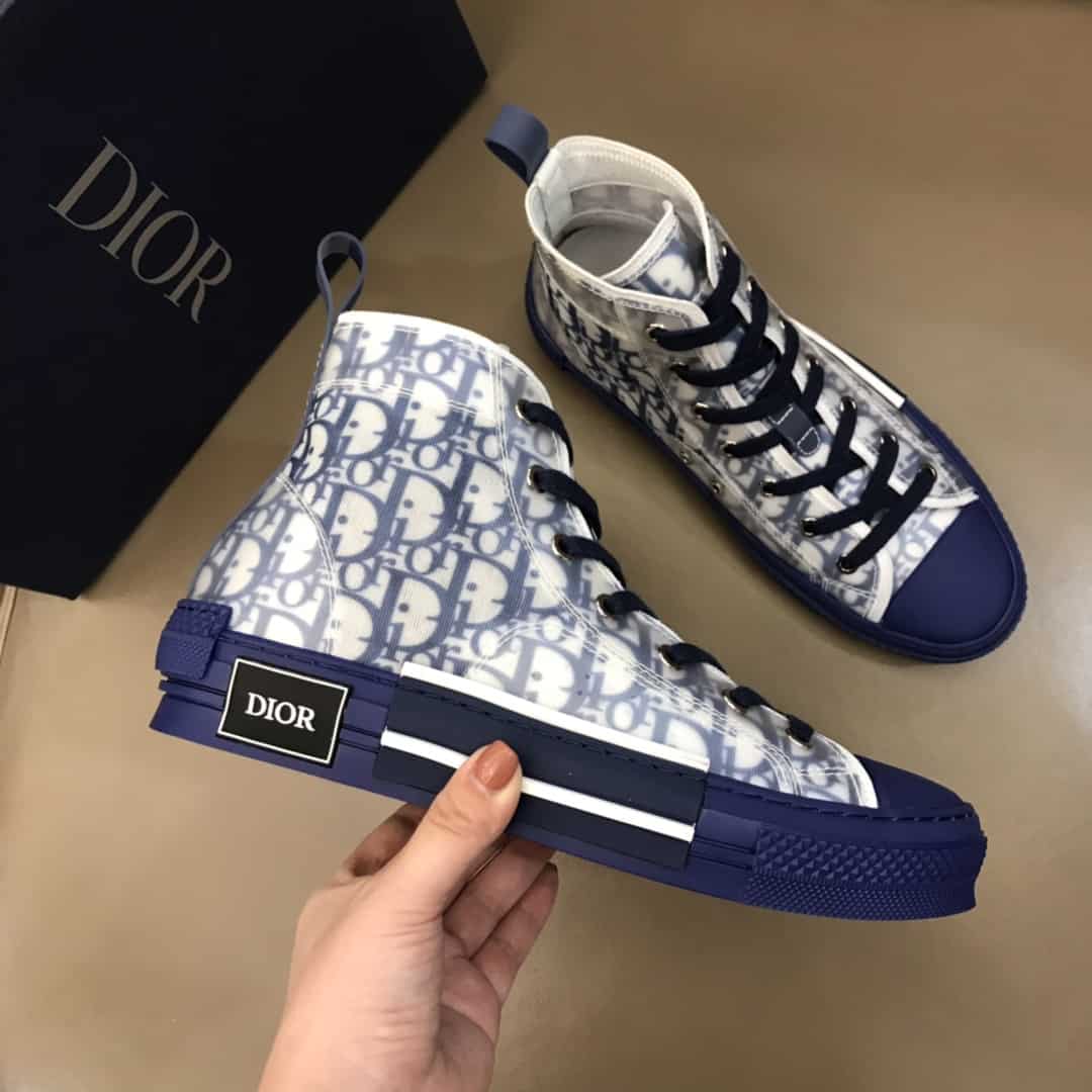 D*or b23 high-top sneaker in blue D*or oblique