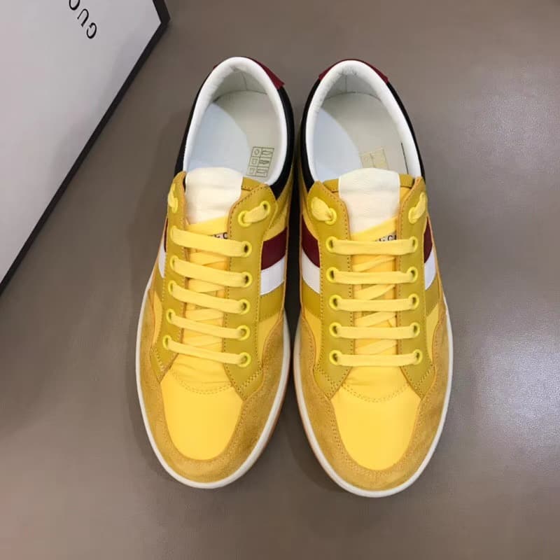 G*u*i men's yellow leather and nylon sneakers - gc63