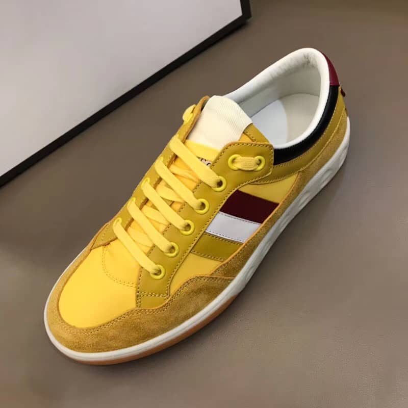 G*u*i men's yellow leather and nylon sneakers - gc63