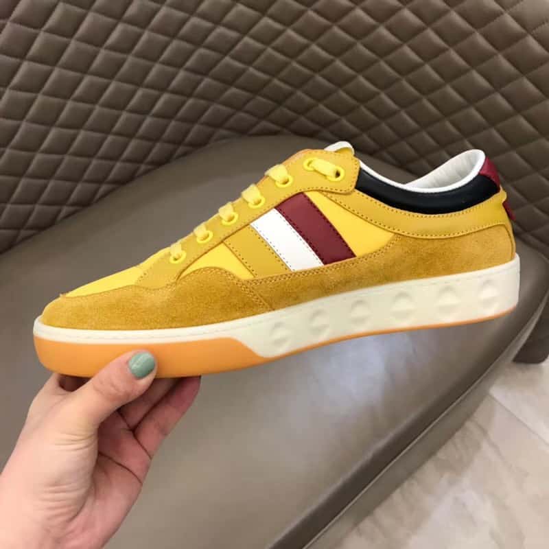G*u*i men's yellow leather and nylon sneakers - gc63