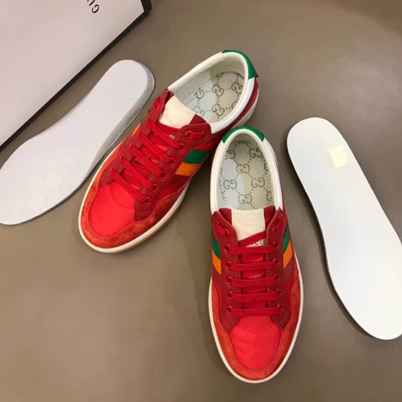 G*u*i men's red leather and nylon sneakers - gc62