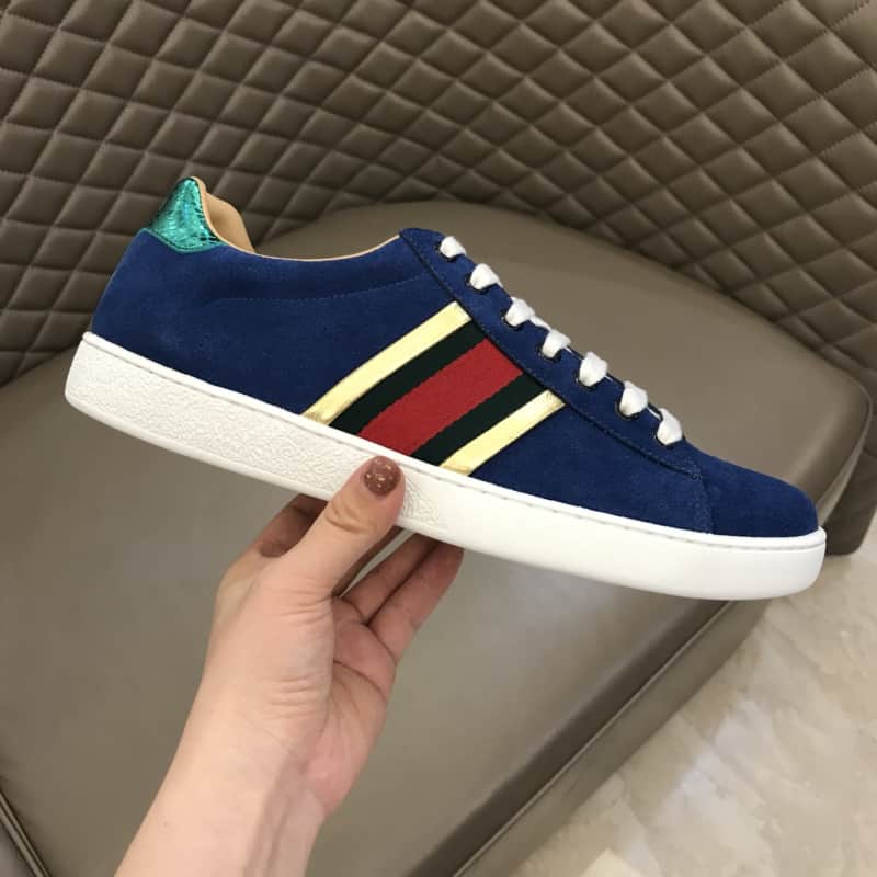 G*u*i ace sneaker velvet blue metallic stripe