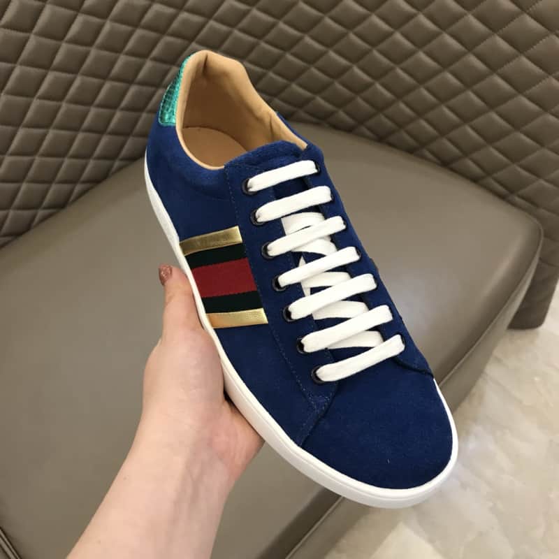 G*u*i ace sneaker velvet blue metallic stripe