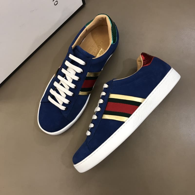 G*u*i ace sneaker velvet blue metallic stripe
