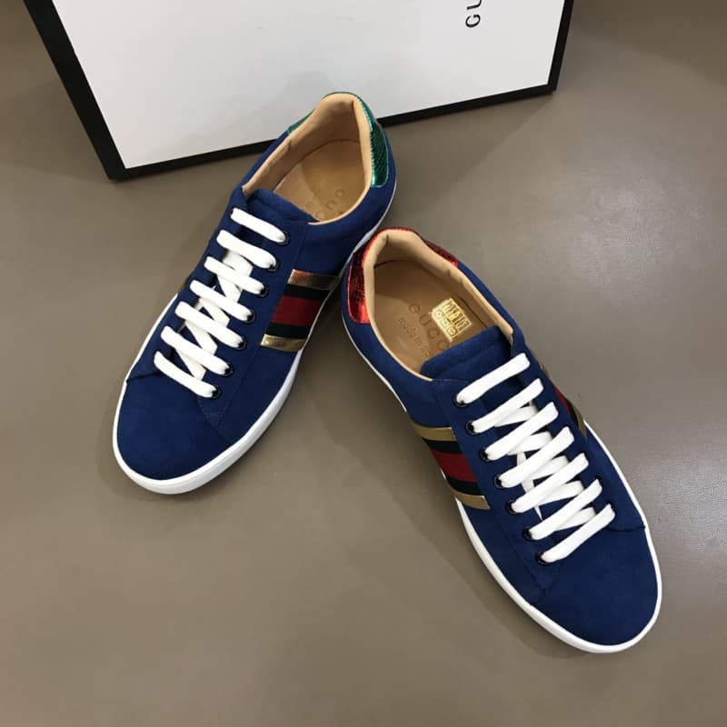 G*u*i ace sneaker velvet blue metallic stripe