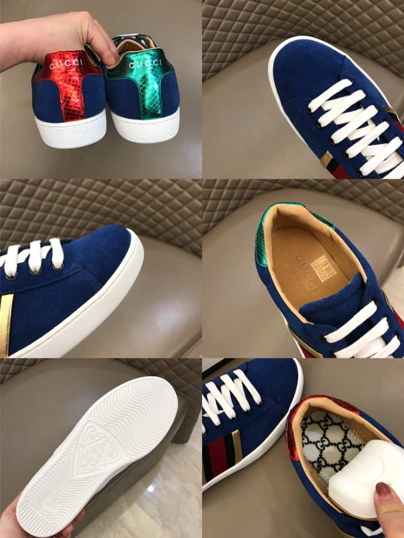 G*u*i ace sneaker velvet blue metallic stripe