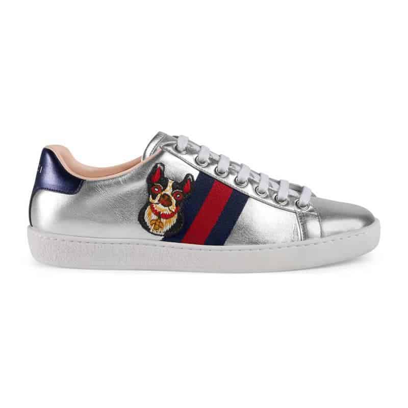 G*u*i metallic ace embroidered sneaker - gc29