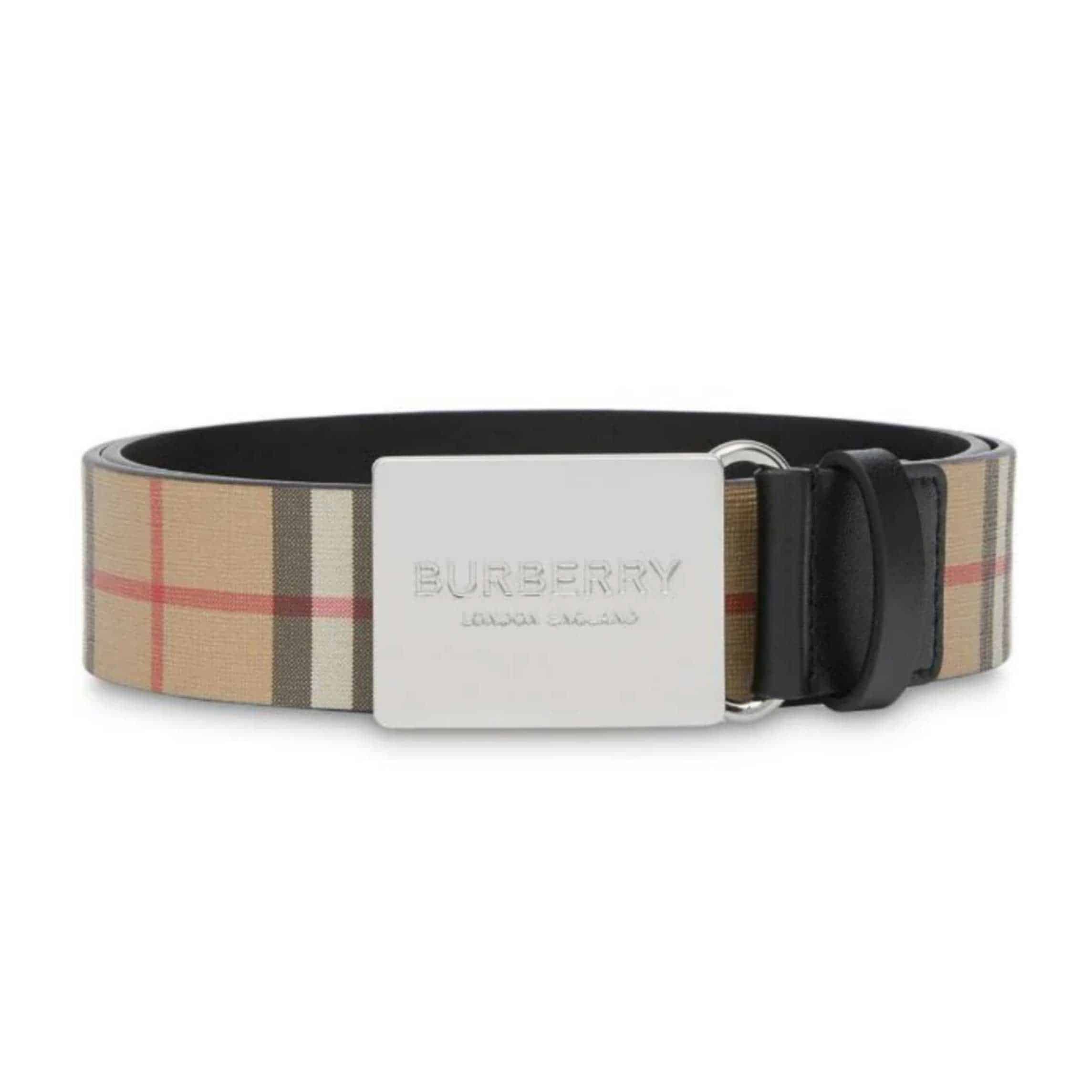 B**rry plaque buckle vintage check e-canvas belt - b23