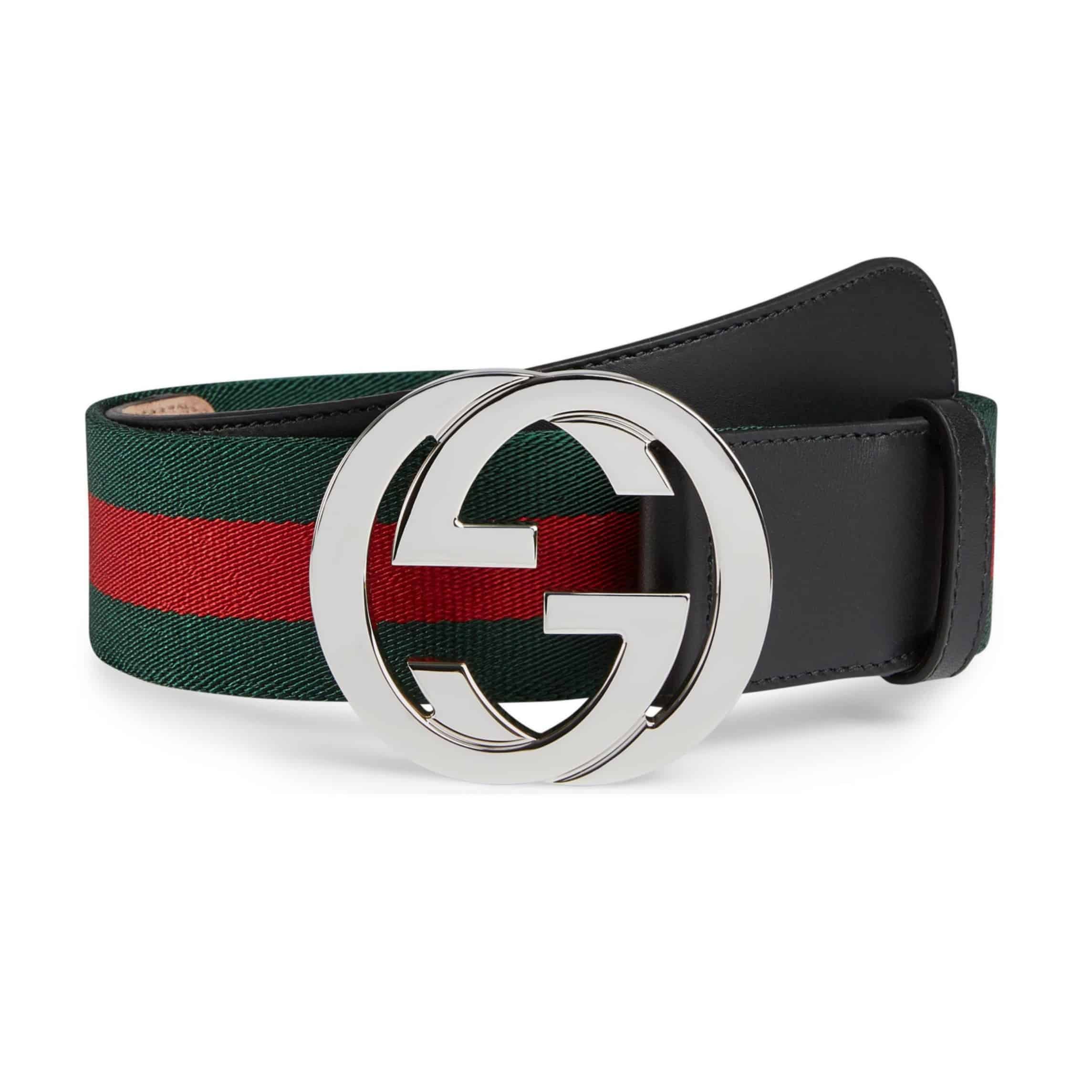 G*u*i men's web striped canvas belt - b9