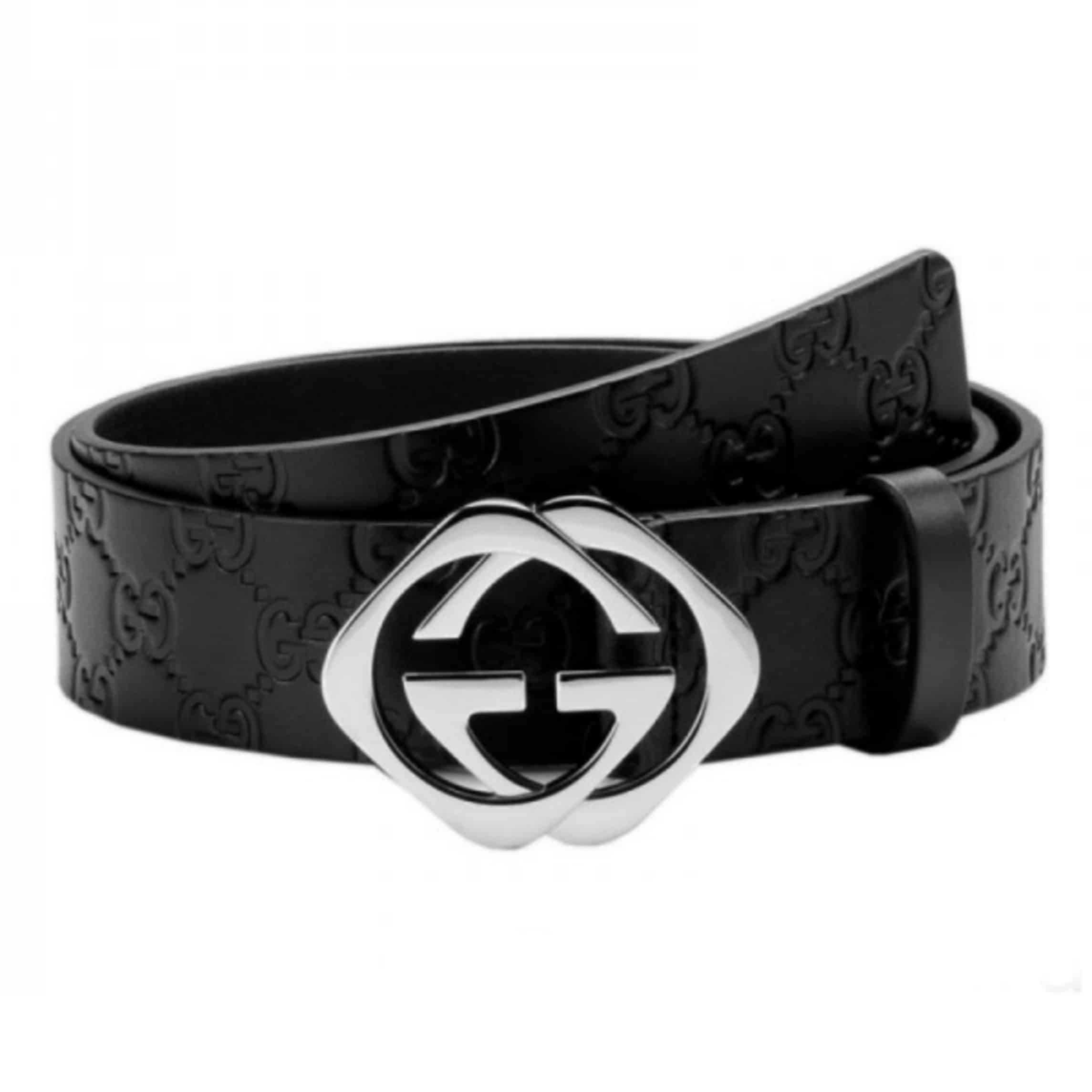 G*u*i black s.si.ma leather belt with square g buckle - b4