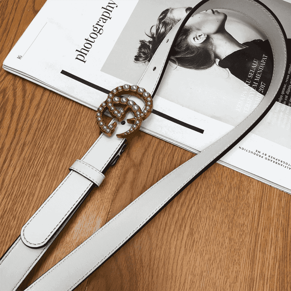 G*u*i pearl studded gg belt - b14