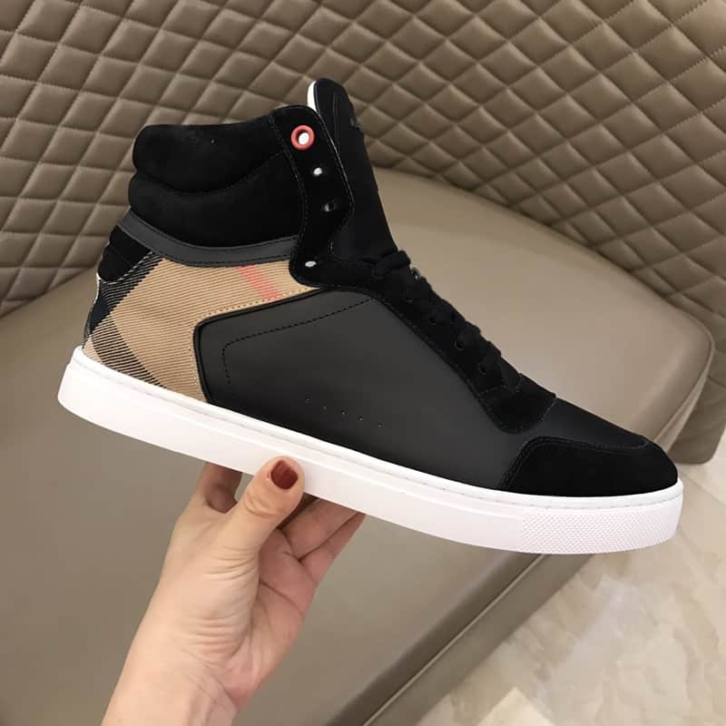 B**rry leather and house check hi-top sneakers - bbr28