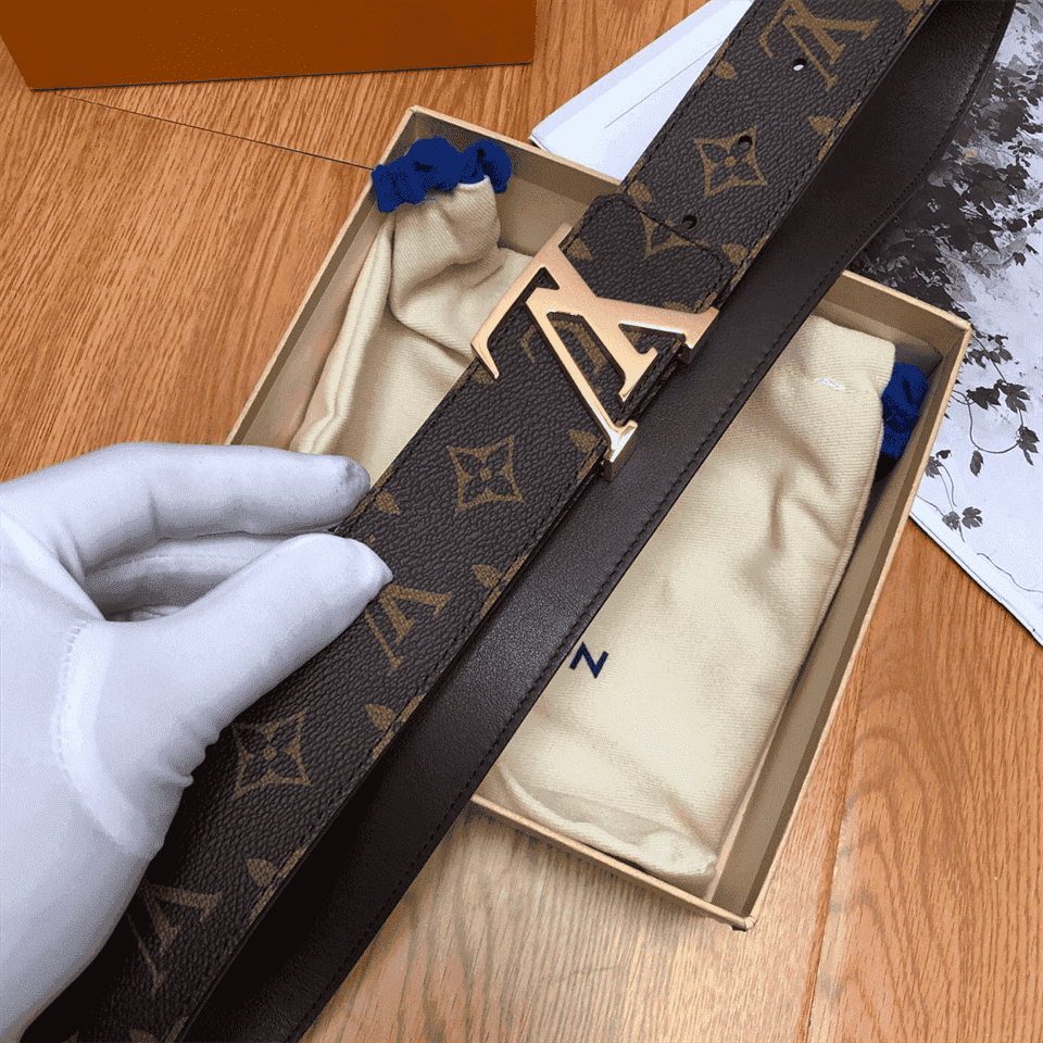 l0*is V*t0n belt initiales reversible monogram 1w noir black/brown - b32