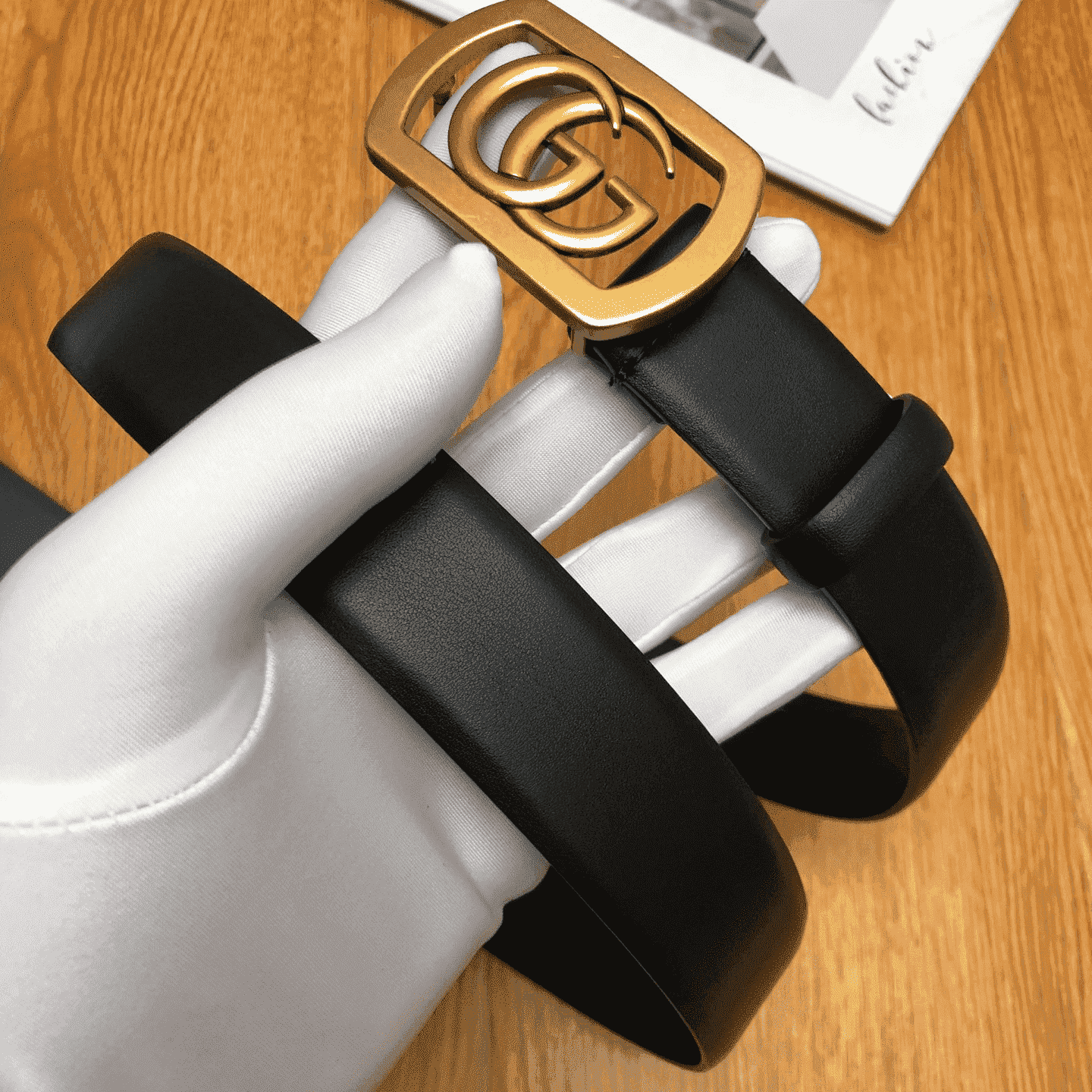 G*u*i belt with framed double g buckle - b8