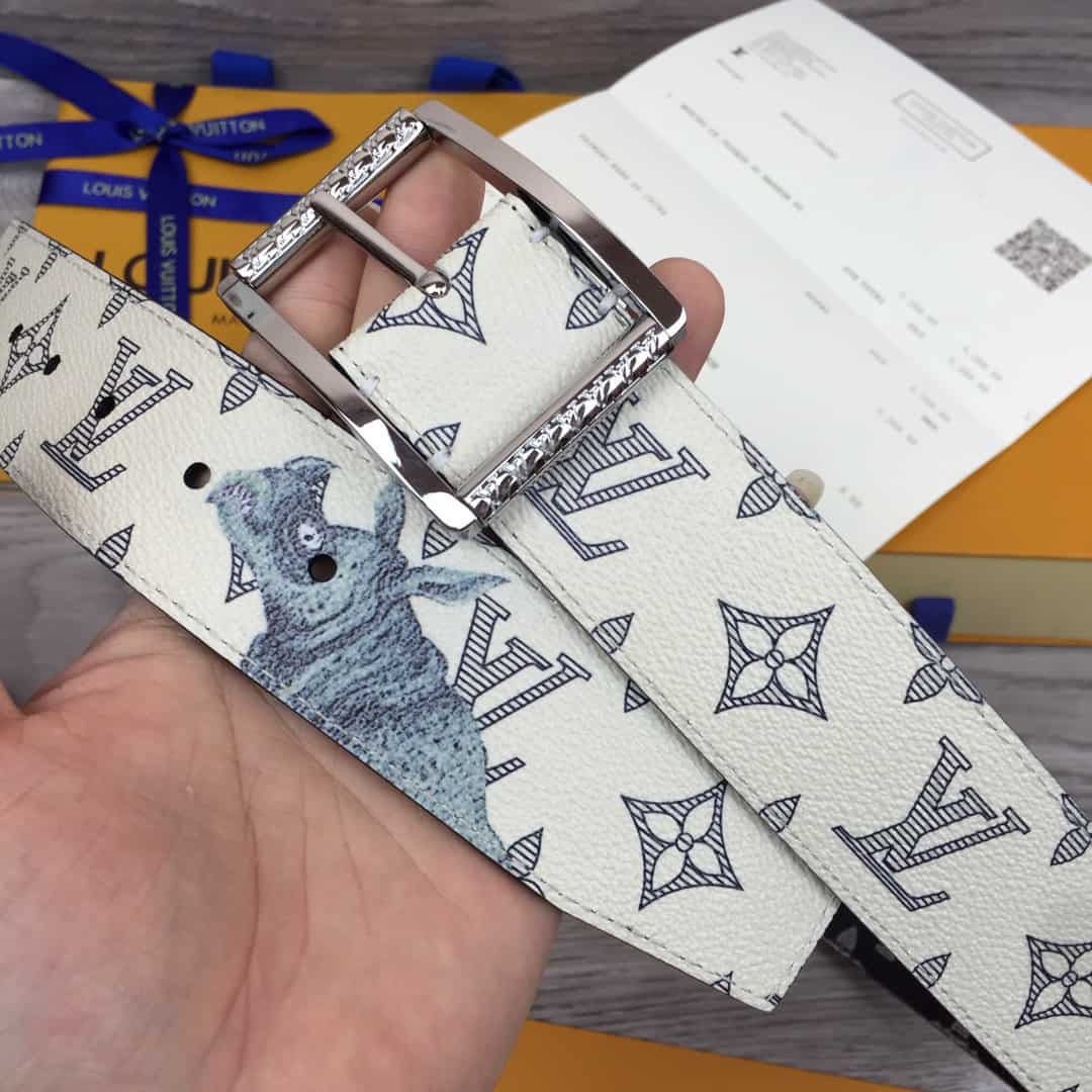 l0*is V*t0n white/blue monogram belt