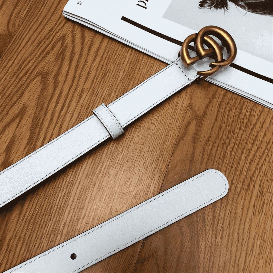 G*u*i white leather belt with double g buckle - b15