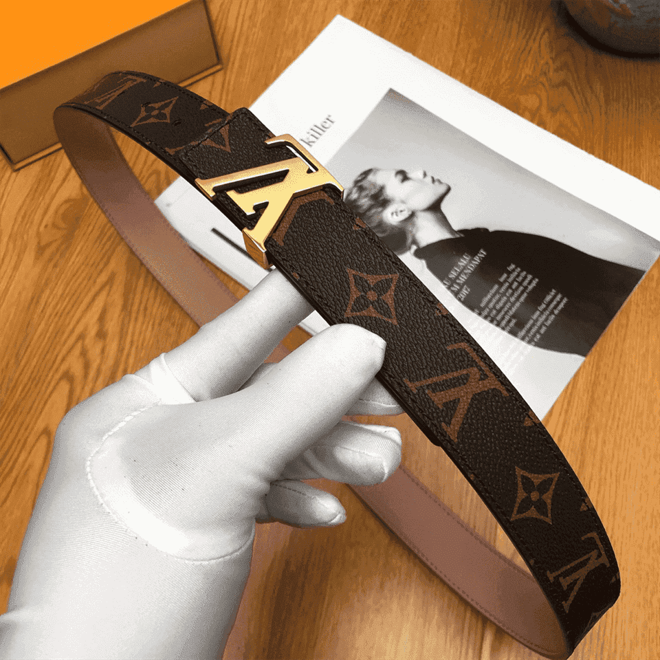 l0*is V*t0n belt lv initiales reversible monogram rose poudre - b33