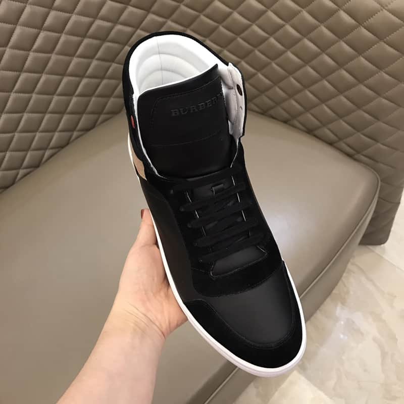 B**rry leather and house check hi-top sneakers - bbr28