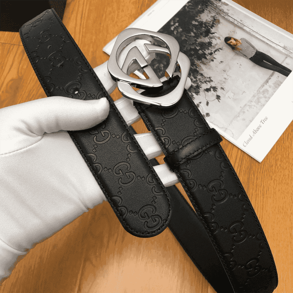 G*u*i black s.si.ma leather belt with square g buckle - b4