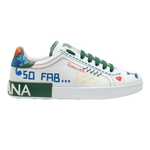 DOLCE & GABBANA PRINTED CALFSKIN PORTOFINO SNEAKERS - DG32