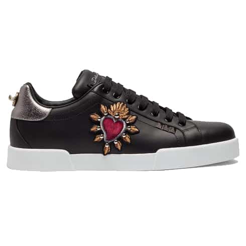 DOLCE & GABBANA SNEAKERS PORTOFINO IN VITELLO NAPPATO CON PATCH
