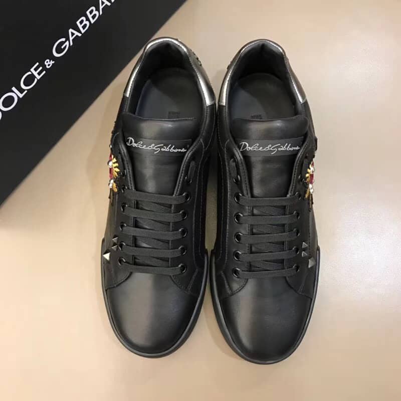 DOLCE & GABBANA SNEAKERS PORTOFINO IN VITELLO NAPPATO CON PATCH