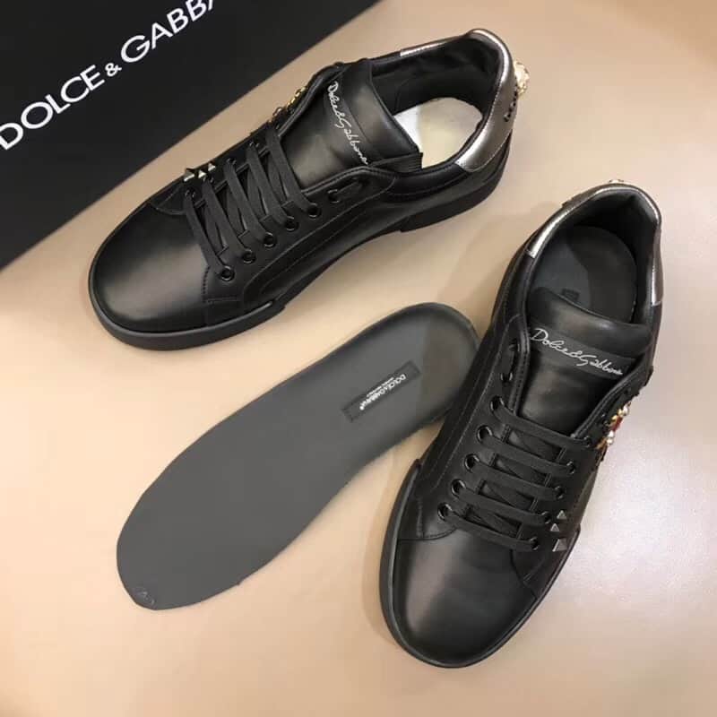 DOLCE & GABBANA SNEAKERS PORTOFINO IN VITELLO NAPPATO CON PATCH