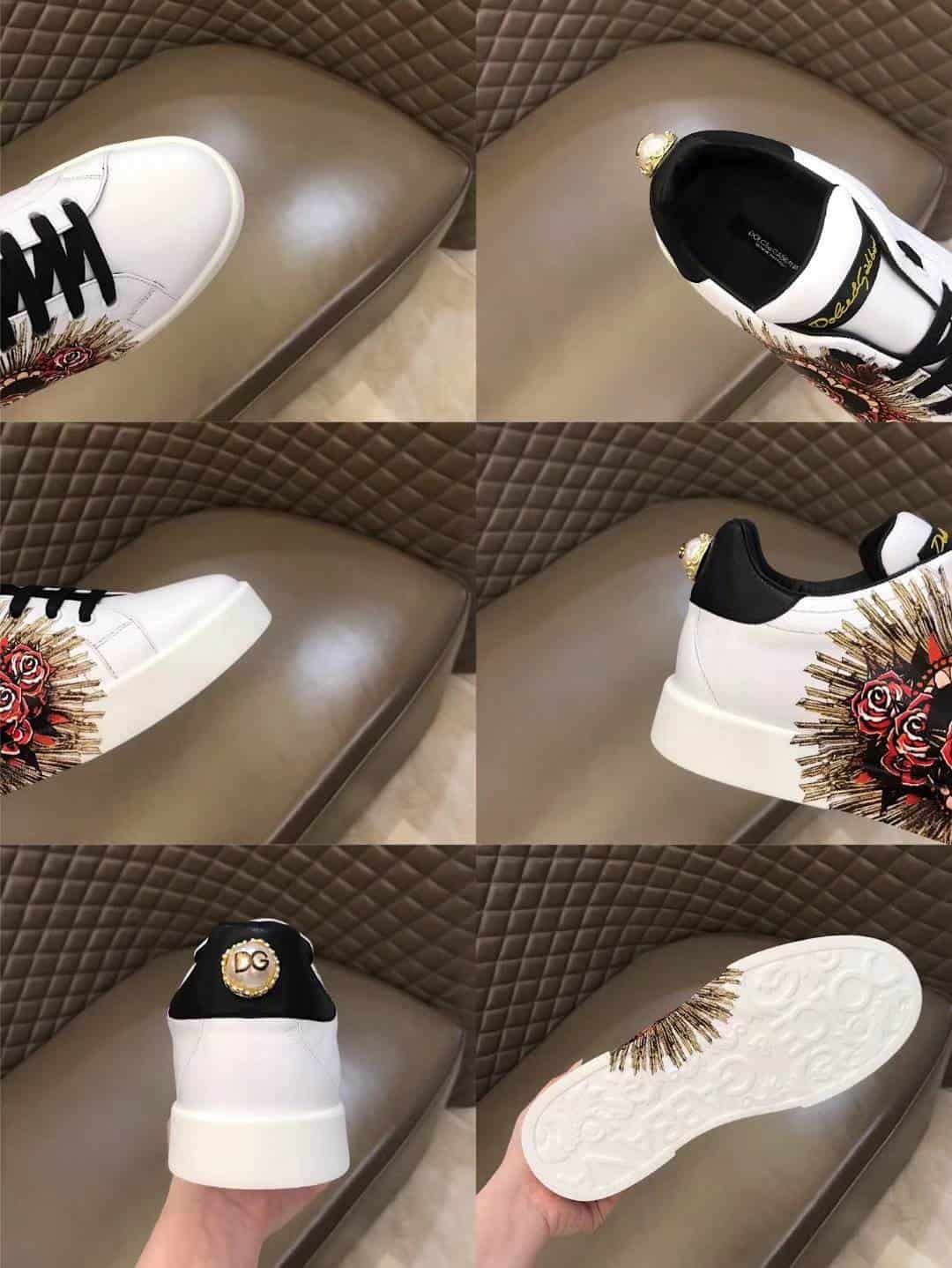 DOLCE & GABBANA PRINTED CALFSKIN PORTOFINO SNEAKERS - DG5