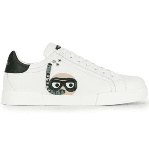 DOLCE & GABBANA CALFSKIN PORTOFINO SNEAKERS WITH PATCHES OF THE DESIGNERS - DG2