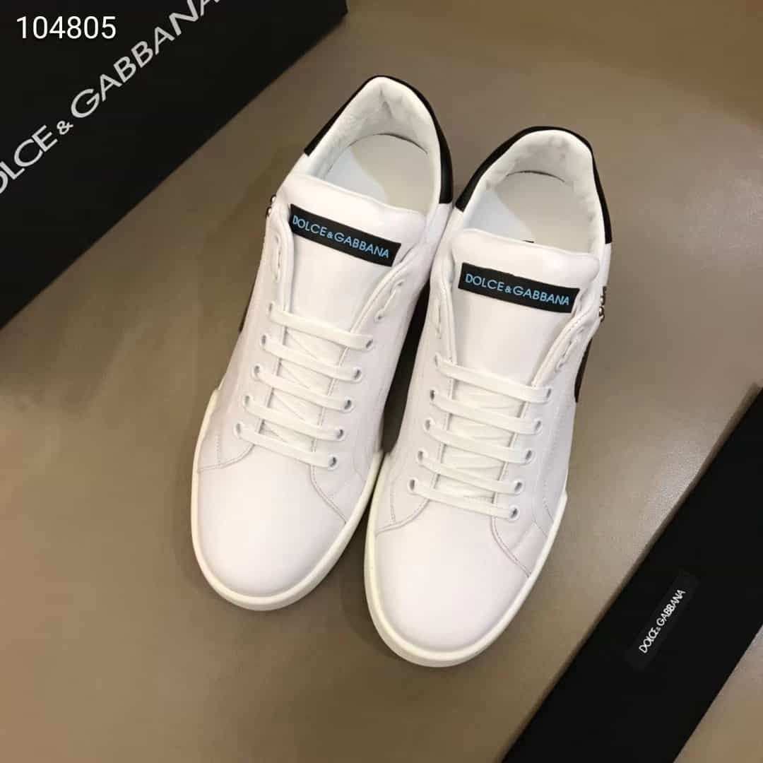 DOLCE & GABBANA CALFSKIN PORTOFINO SNEAKERS WITH PATCHES OF THE DESIGNERS - DG2