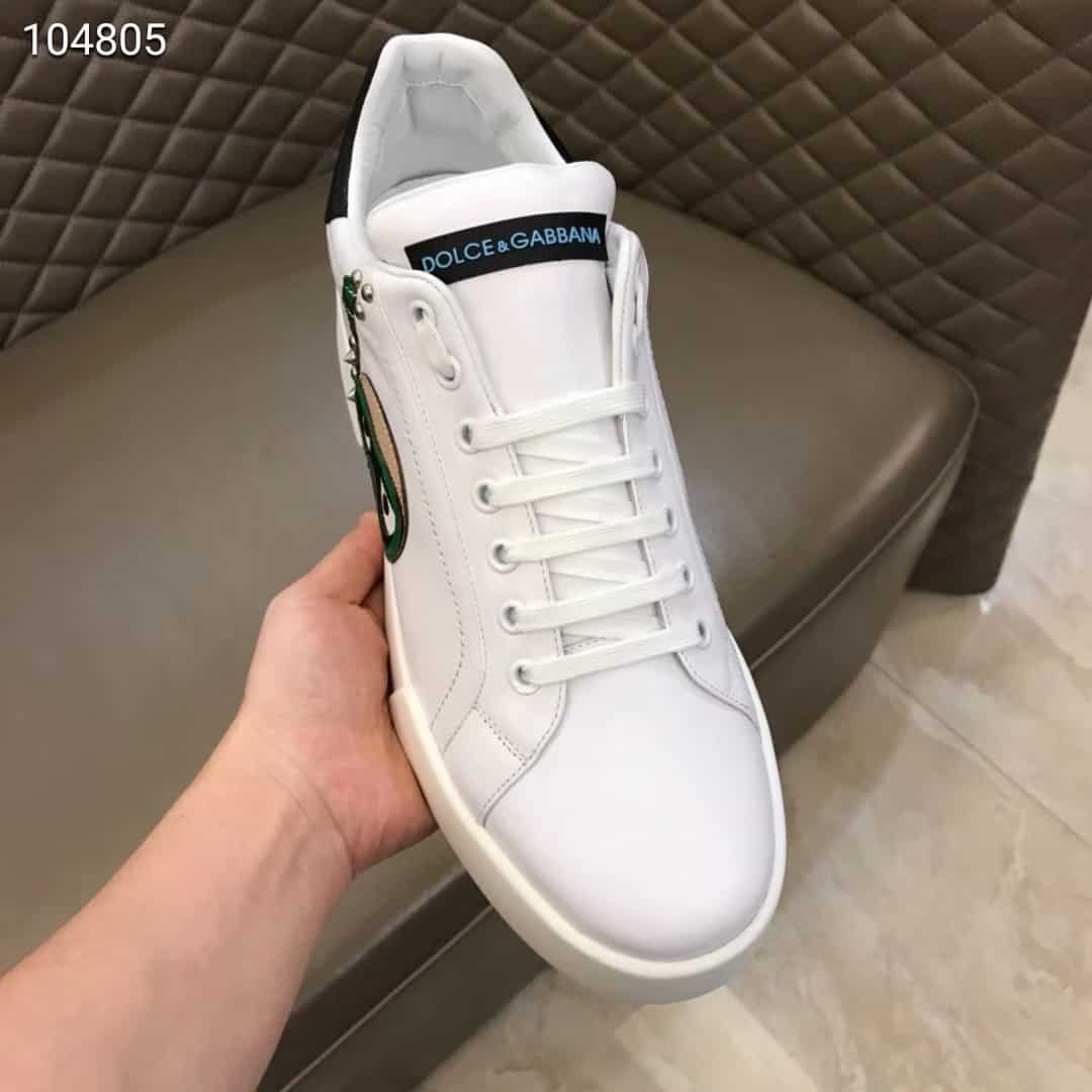 DOLCE & GABBANA CALFSKIN PORTOFINO SNEAKERS WITH PATCHES OF THE DESIGNERS - DG2