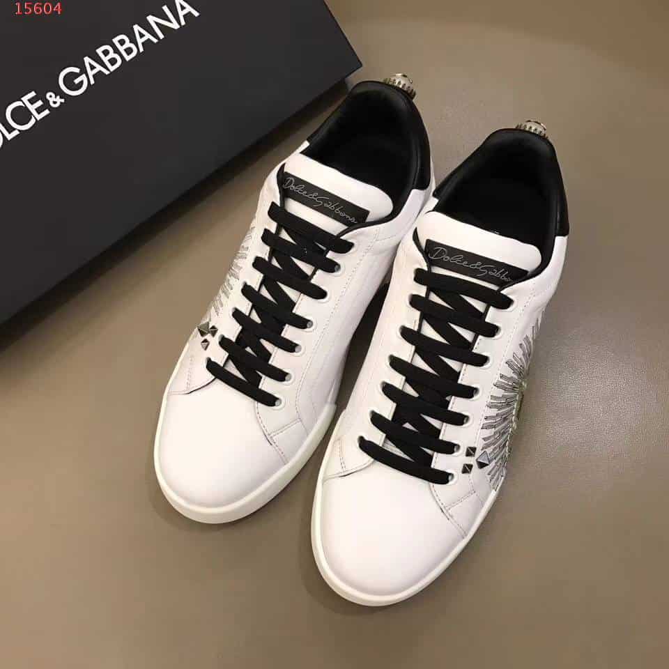 DOLCE & GABBANA PRINTED CALFSKIN PORTOFINO SNEAKERS - DG9