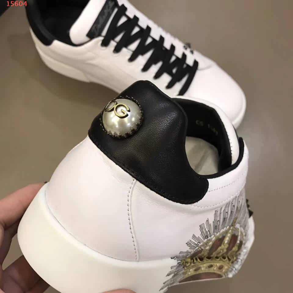 DOLCE & GABBANA PRINTED CALFSKIN PORTOFINO SNEAKERS - DG9