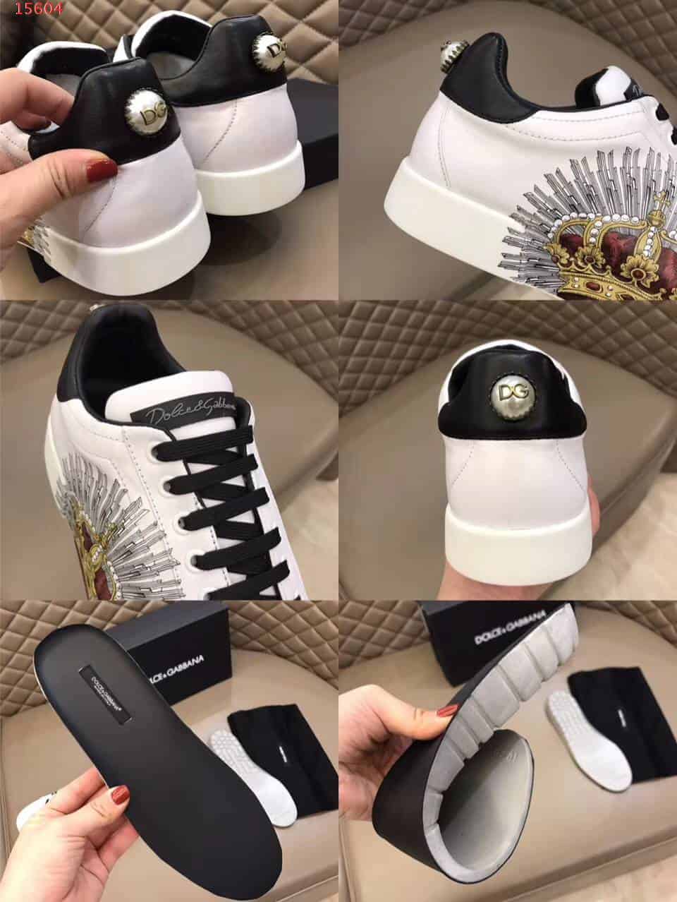 DOLCE & GABBANA PRINTED CALFSKIN PORTOFINO SNEAKERS - DG9