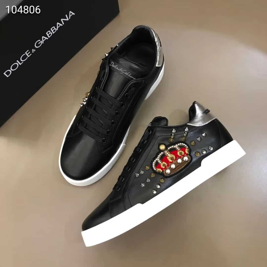 DOLCE & GABBANA CALFSKIN PORTOFINO SNEAKERS WITH PATCH - DG1