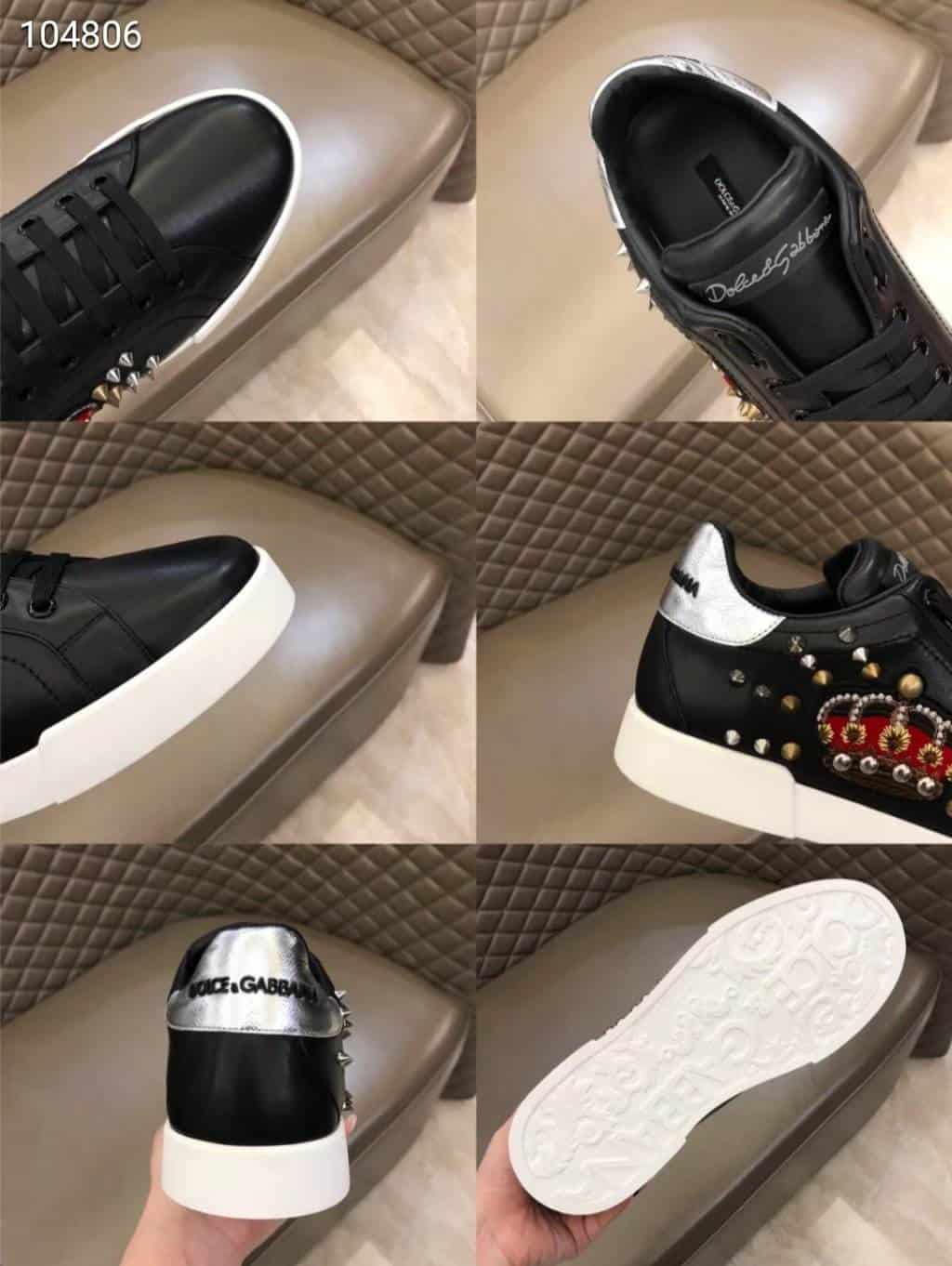 DOLCE & GABBANA CALFSKIN PORTOFINO SNEAKERS WITH PATCH - DG1