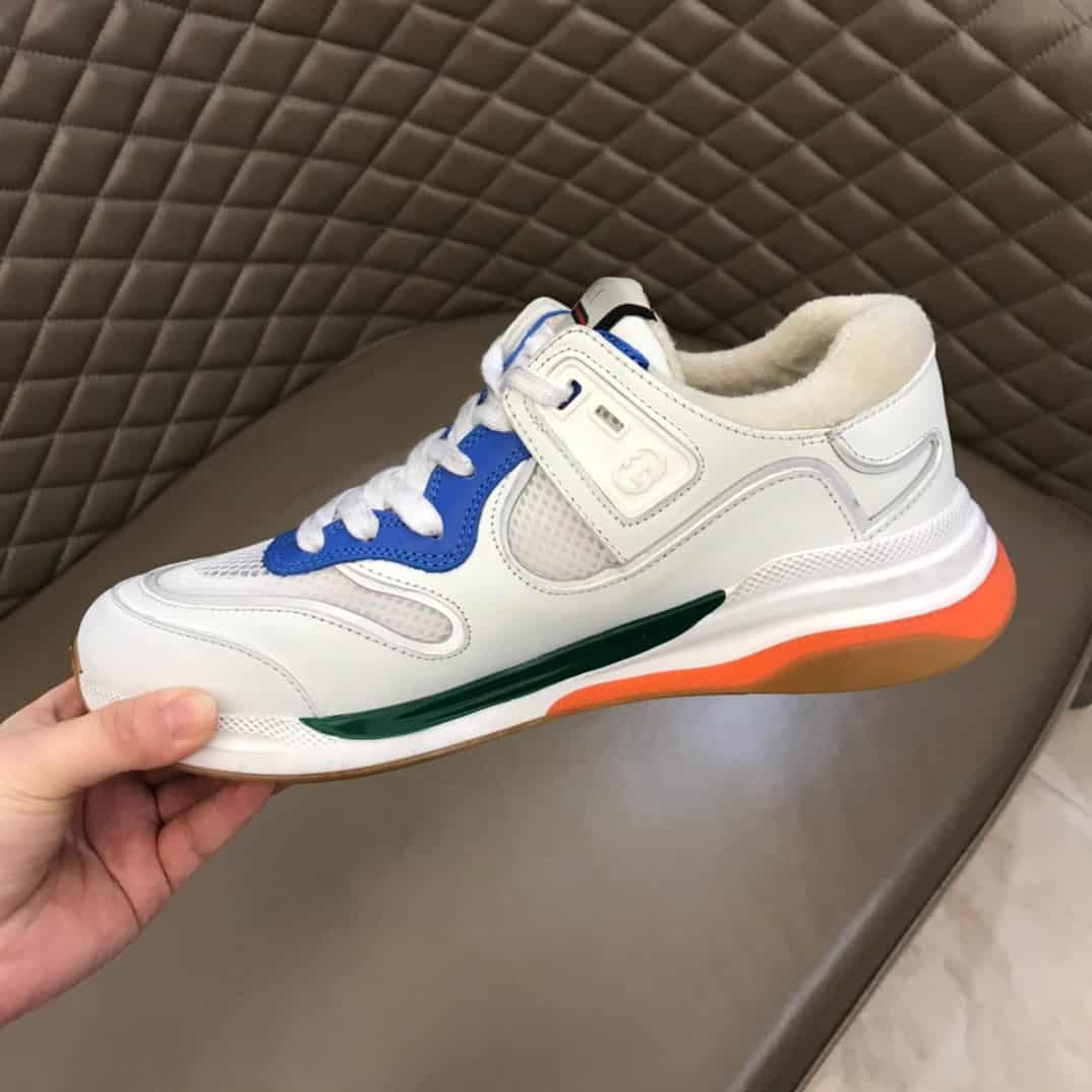 G*u*i g line sneakers in leather and mesh with embroidered logo - gc117