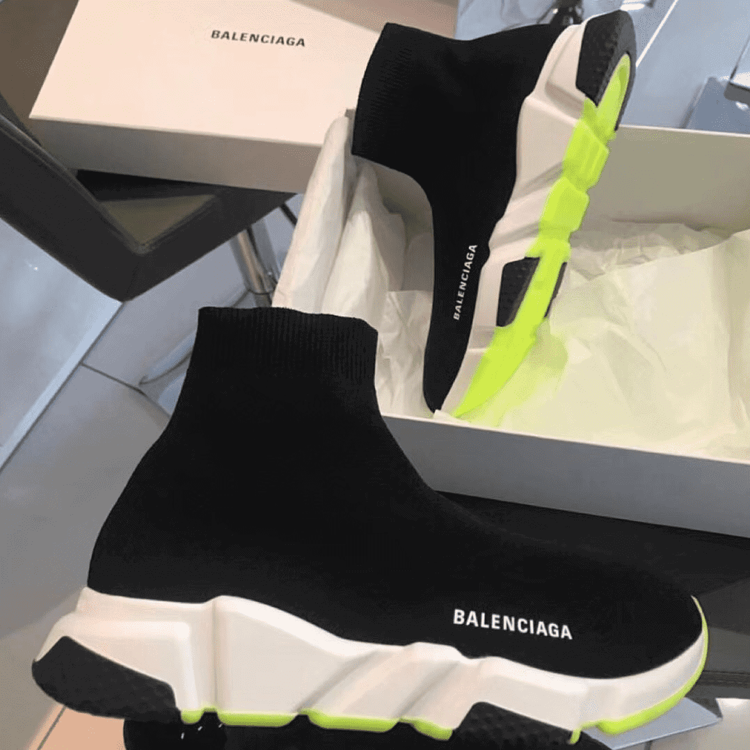 Ba*len*cia*ga speed trainer black white neon ss19 - bb12
