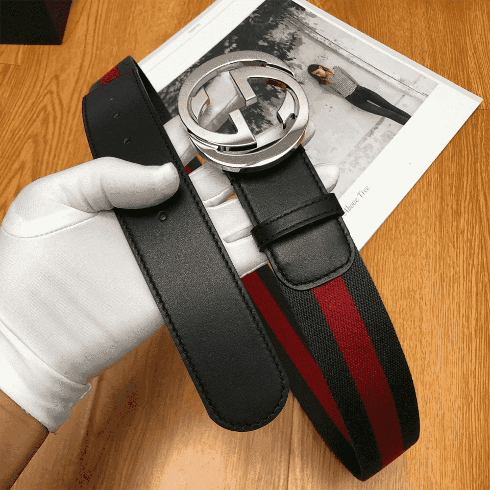 G*u*i men's web striped canvas belt - b9