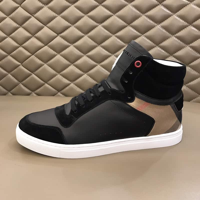 B**rry leather and house check hi-top sneakers - bbr28