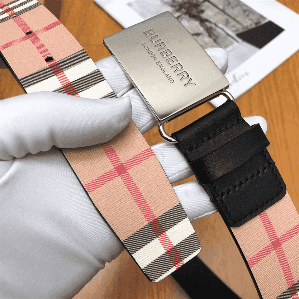 B**rry plaque buckle vintage check e-canvas belt - b23