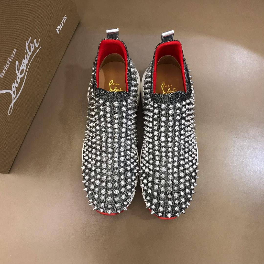 Ch**an louboutin grey spike sock sneaker- cl50