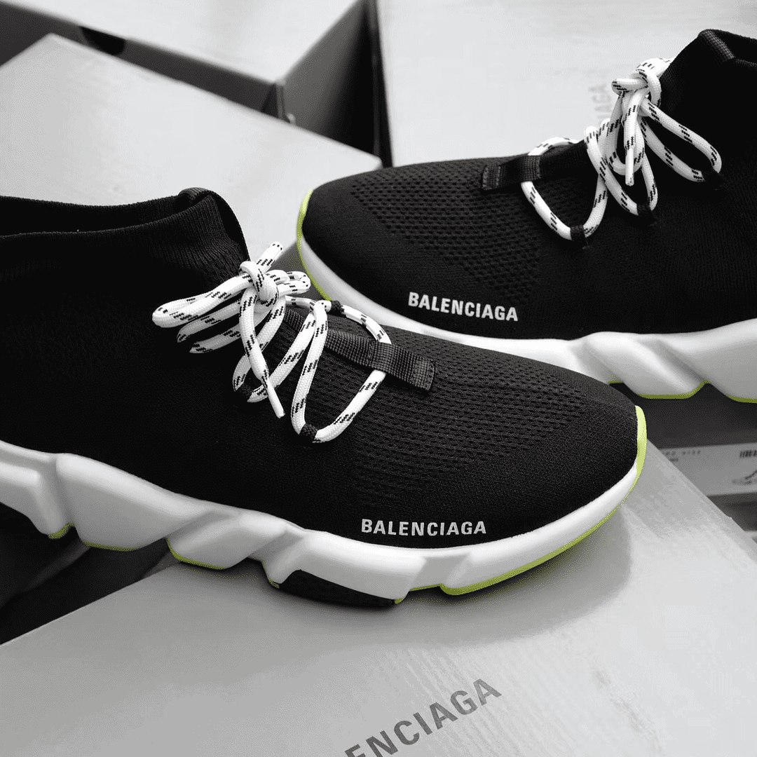 Ba*len*cia*ga speed trainer lace up black white - bb16