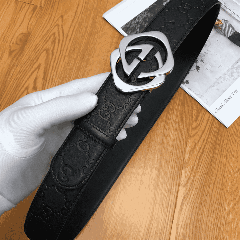 G*u*i black s.si.ma leather belt with square g buckle - b4