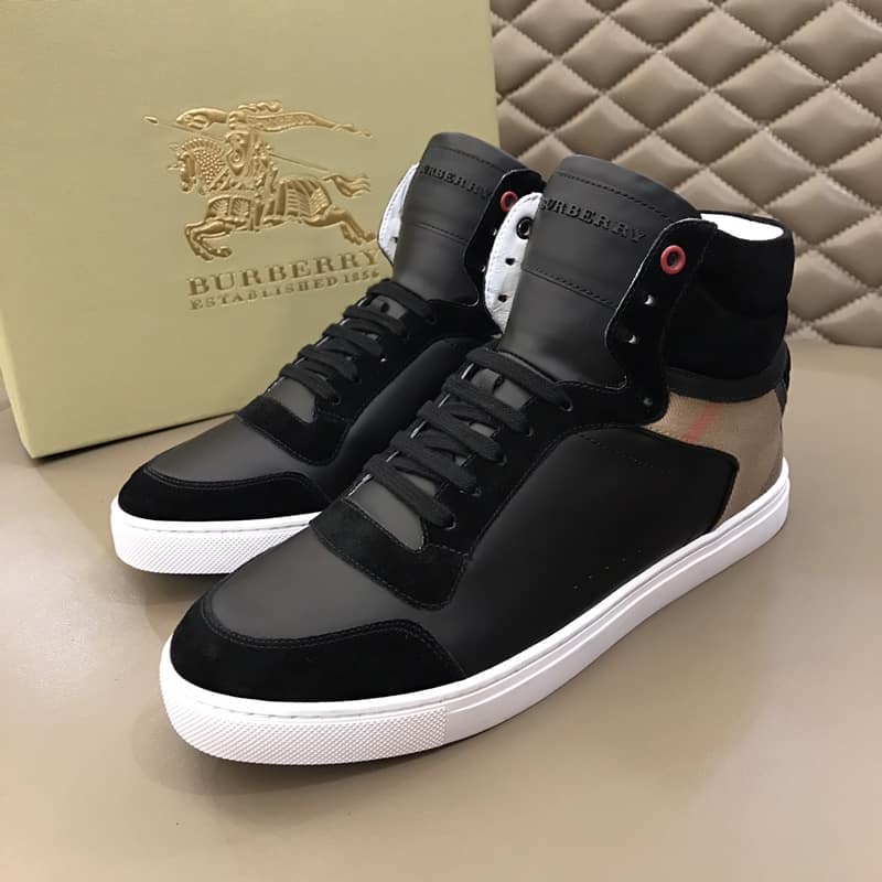 B**rry leather and house check hi-top sneakers - bbr28