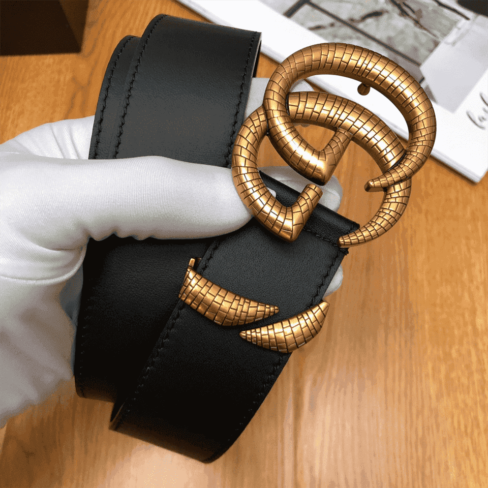 G*u*i leather belt with double g buckle - b11