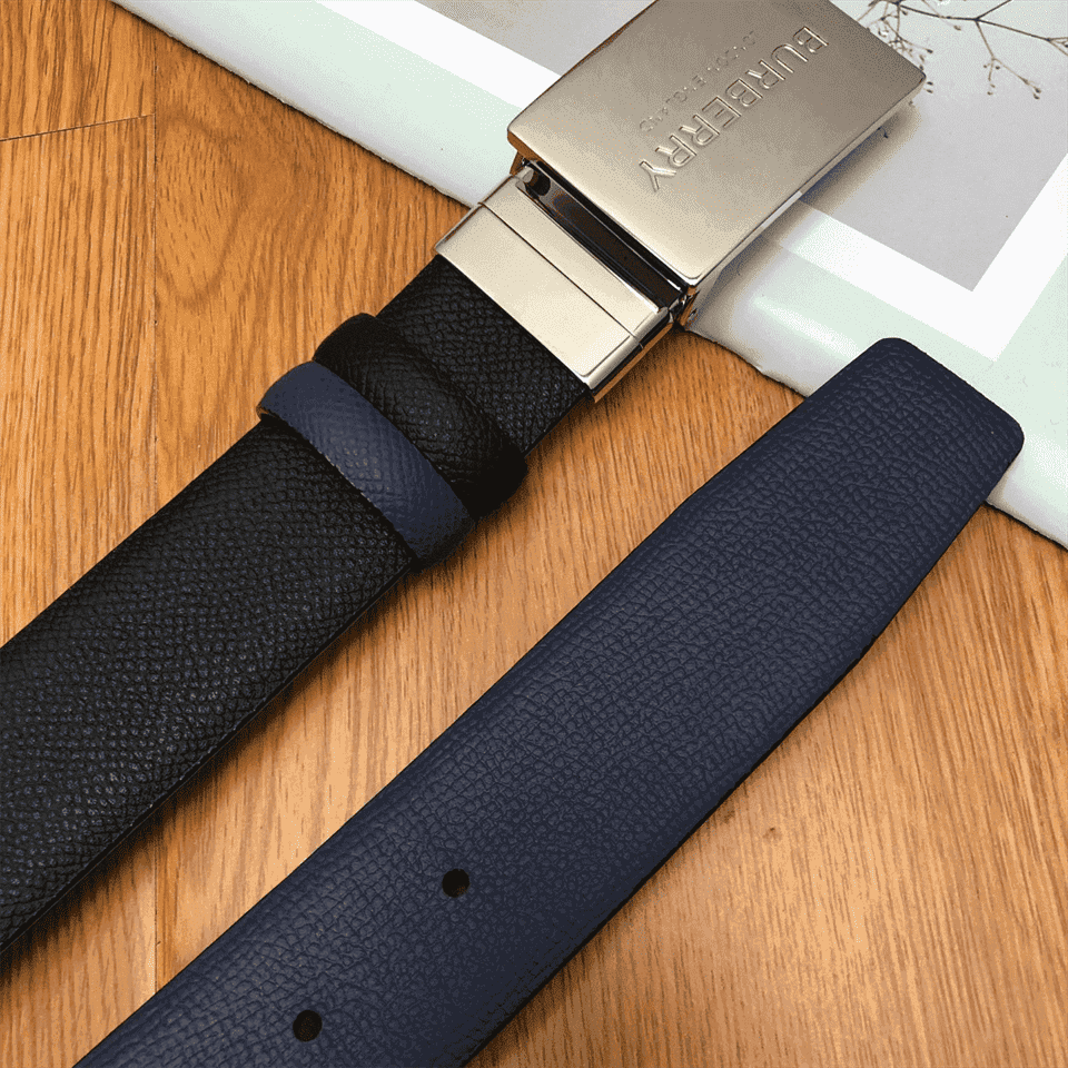 B**rry reversible plaque buckle grainy leather belt - b25